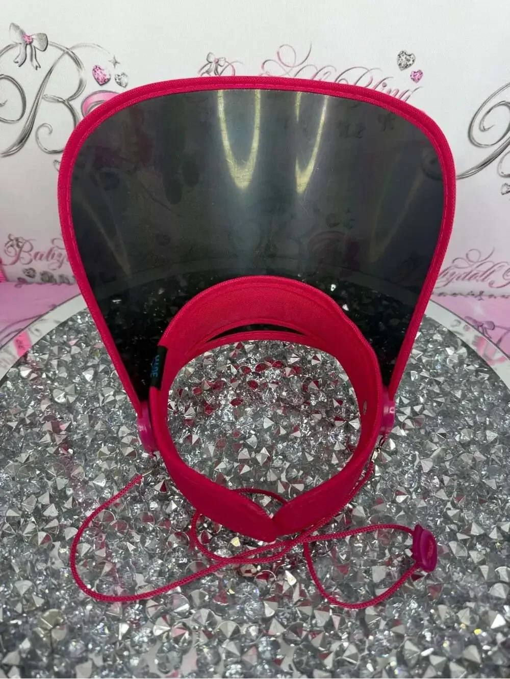 Sun face visor protection Iridescent Rainbow Visor with Hot Pink Trim skincare